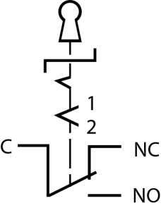 TY 19C-K11/2 Кнопка металева з ключем 2-о позиційна 1NO+1NC. №6