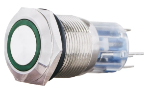 TYJ 19-271 Кнопка металева пласка з підсвічуванням, 1NO+1NC, зелена 24V. №2