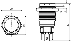 TYJ 22-221 Кнопка металлическая с выступом, 1NO+1NC. №6