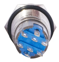 TYJ 19-272 Кнопка металлическая плоская с подсветкой, 2NO+2NC, желтая 220V. в магазине TVOE