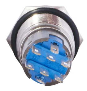 TYJ 19-272 Кнопка металева пласка з підсвічуванням, 2NO+2NC, жовта 220V. №1