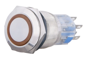 TYJ 19-272 Кнопка металева пласка з підсвічуванням, 2NO+2NC, жовта 220V. №2