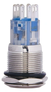 TYJ 19-272 Кнопка металева пласка з підсвічуванням, 2NO+2NC, жовта 220V. №4