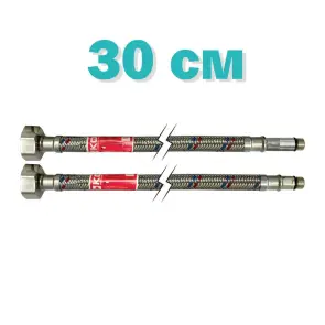 Гибкие шланги для смесителя гайка 1/2'' - Штуцер M10 (30 см) 2 шт Koer (KR0272) №1