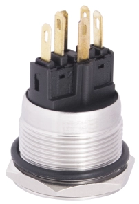 TYJ 22-271 Кнопка металева пласка з підсвічуванням, 1NO+1NC, зелена 220V. №2