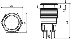 TYJ 22-311 Кнопка металева пласка з фікс., 1NO+1NC. №7