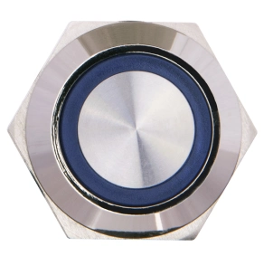 TYJ 19-271 Кнопка металлическая плоская с подсветкой, 1NO+1NC, синяя 24V. №4