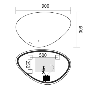 Зеркало Mixxus Premium DIVERSE MA01-90x60-REVERSE (LED Touch, Anti-fog, димер (3-6,5kK)) (MP6633) №3