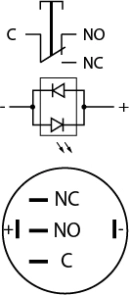 TYJ 19-271 Кнопка металлическая плоская с подсветкой, 1NO+1NC, синяя 24V. №6
