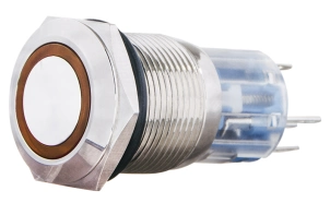 TYJ 19-271 Кнопка металева пласка з підсвічуванням, 1NO+1NC, жовта 24V. №2