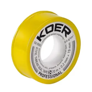 ФУМ стрічка для газу Koer STP-02 PRO 20M*0.2mm*19mm (KR0122) №1
