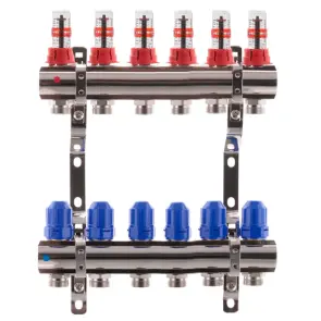 Коллекторный блок с расходомерами Koer KR.1110-06 1”x6 ways (KR2643) №1