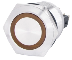 TYJ 22-271 Кнопка металева пласка з підсвічуванням, 1NO+1NC, жовта 220V. №1