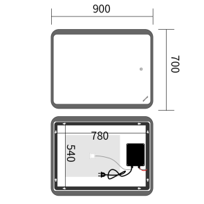 Дзеркало Mixxus Premium OLIVARY MR19-90x70-REVERSE (LED Touch, Anti-fog, димер (3-6,5kK)) (MP6630) №8