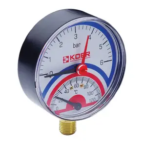 Термо-манометр радіальний (KOER KM.801R) (0-6 bar), D 80мм, 1/4''-1/2'' (KR0218) №1