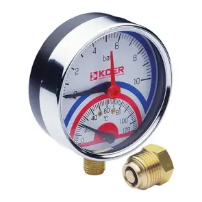 Термо-манометр радіальний (KOER KM.821R) (0-10 bar), D 80мм, 1/4''-1/2'' (KR0215) №1