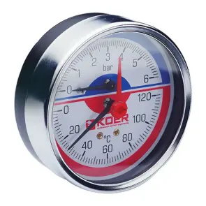 Термо-манометр аксіальний (KOER KM.812A) (0-6 bar), D 80мм, 1/4''-1/2'' (KR0220) №1