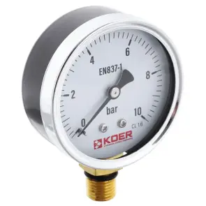 Манометр радіальний KOER KM.610R D 63мм (0-10 bar) 1/4''-1/2'' (KR2902) №1