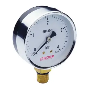 Манометр радіальний (KOER KM.610R) (0-4 bar), D 63мм, 1/4''-1/2'' (KR0203) №1