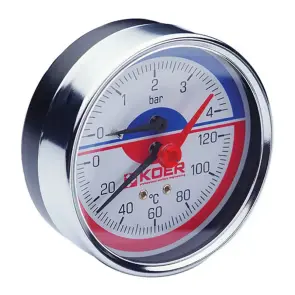 Термо-манометр аксіальний (KOER KM.812A) (0-4 bar), D 80мм, 1/4''-1/2'' (KR0221) №1