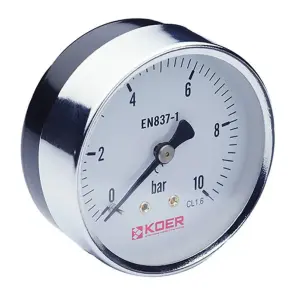 Манометр аксіальний (KOER KM.611A) (0-10 bar), D 63мм, 1/4''-1/2'' (KR0212) №1