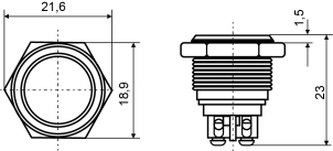 TY 16-211A Scr Кнопка металлическая плоская, (винтовое соединение), 1NO. №6