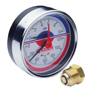 Термо-манометр аксіальний (KOER KM.812A) (0-10 bar), D 80мм, 1/4''-1/2'' (KR0219) №1