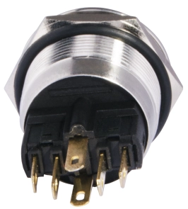 TYJ 22-271 Кнопка металлическая плоская с подсветкой, 1NO+1NC, красная 24V. №2