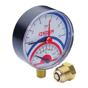 Термо-манометр радіальний (KOER KM.801R) (0-10 bar), D 80мм, 1/4''-1/2'' (KR0216) №1