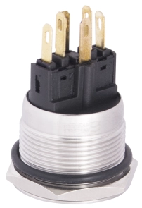 TYJ 22-271 Кнопка металлическая плоская с подсветкой, 1NO+1NC, красная 24V. №3