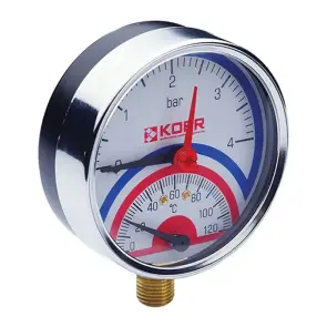 Термо-манометр радіальний (KOER KM.821R) (0-4 bar), D 80мм, 1/4''-1/2'' (KR0213) №1