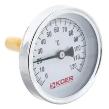 Термометр аксиальный с погружной гильзой KOER KT.671A D=63мм 1/2'' (KR2899)
