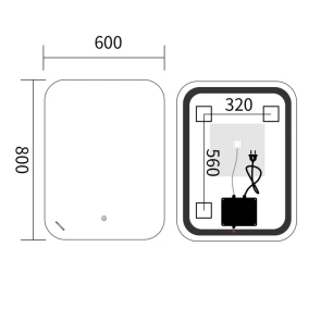 Дзеркало Mixxus Premium DIVERSE MR15-80x60-REVERSE (LED Touch, Anti-fog, димер (3-6,5kK)) (MP6638) №2