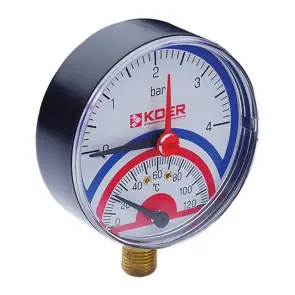 Термо-манометр радіальний (KOER KM.801R) (0-4 bar), D 80мм, 1/4''-1/2'' (KR0217) №1