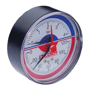 Термо-манометр аксіальний (KOER KM.802A) (0-4 bar), D 80мм, 1/4''-1/2'' (KR0222) №1