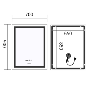 Дзеркало Mixxus Premium FLASH MR21-70x90 (LED Touch, Anti-fog, димер, годинник) (MP6618) №8