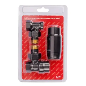 Комплект для підключення радіатора Koer SET-24.Black - 1/2'' кутовий з термоголовкою (KR5283) №1