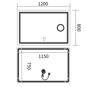 Дзеркало Mixxus Premium QUADRO MR20-120x80 (LED Touch, Anti-fog, димер, лінза) (MP6624) №4