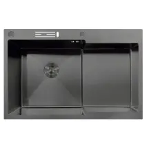 Мийка MIXXUS MH7849L-HK NANO-BLACK (3.0/0.9) з нержавіючої сталі "глибоке крило", з підставкою по