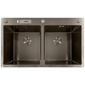Мойка из нержавеющей стали MIXXUS MH8350-DK NANO-BLACK (3.0/0.8) цвет графит (MI7053) №1