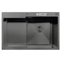 Мойка MIXXUS MH7849R-HK NANO-BLACK (3.0/0.9) из нержавеющей стали "глубокое крыло", с подставкой по