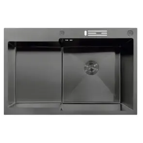Мойка MIXXUS MH7849R-HK NANO-BLACK (3.0/0.9) из нержавеющей стали "глубокое крыло", с подставкой по №1