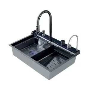 Кухонний комплект з мийкою Zerix ZH7546-SET-04 DECOR Nano-Black із вбудованим змішувачем з нерж. сталі (ZM5578) №1