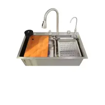 Кухонний комплект з багатофункціональною мийкою Zerix ZH7546-SET-06.SUS304 DECOR із вбудованим змішувачем (ZX5682)