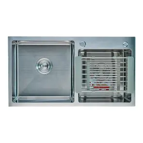 Мойка Zerix ZH7843DS-215 (3.0/1.0) Satin с диспенсером и сушилкой для посуды (ZM5570) №1