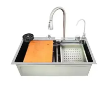 Кухонний комплект з багатофункціональною иийкою Zerix ZH7546-SET-07.SUS304 DECOR із вбудованим змішувачем (ZX5684)
