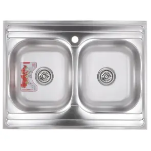 Кухонна мийка накладна Zerix Z8060B-08-180E (Satin) (ZX1620) №1