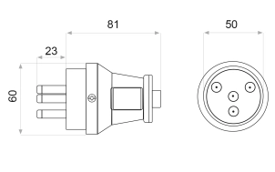 Вилка каучуковая 3Р+РЭ 25А IP44 №4