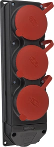 Колодка каучукова 3Р+РЕ з захисними кришками тримісна (3×25А) IP44 №1
