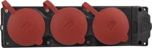 Колодка каучукова 3Р+РЕ з захисними кришками тримісна (3×25А) IP44 №4